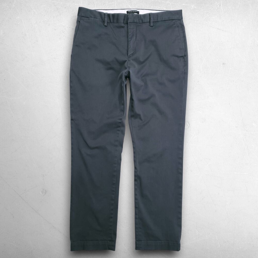 Banana Republic Aiden Slim Fit Chino Pants Stretch Men 35 Dark Green Preppy‎